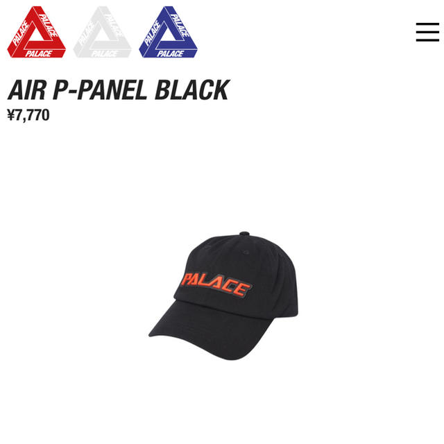 palace AIR P-PANEL BLACK  cap パレス　キャップ