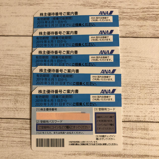 ANA(全日本空輸)(エーエヌエー(ゼンニッポンクウユ))のANA株主優待券　5枚 チケットの優待券/割引券(その他)の商品写真