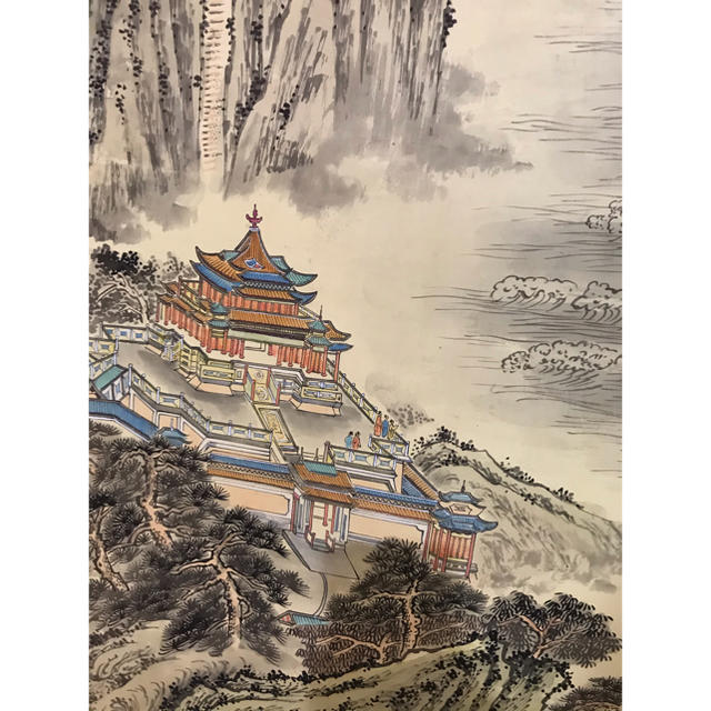 大型中国古掛軸　肉筆と時代保証 エンタメ/ホビーの美術品/アンティーク(絵画/タペストリー)の商品写真