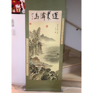 大型中国古掛軸　肉筆と時代保証(絵画/タペストリー)