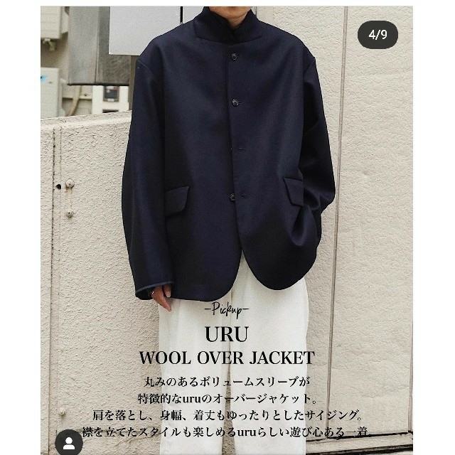 URU 19aw wool over jacket ネイビー サイズ2
