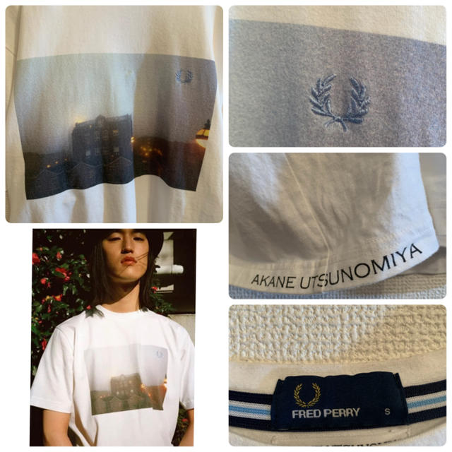 FRED PERRY(フレッドペリー)の希少　フレッドペリー　半袖　ワンポイント　古着　コラボ　ウツノミヤアカネ　S メンズのトップス(Tシャツ/カットソー(半袖/袖なし))の商品写真