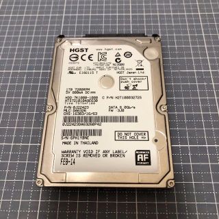HGST 2.5inch HDD 1TB 7200rpm (稼働2時間)(PCパーツ)