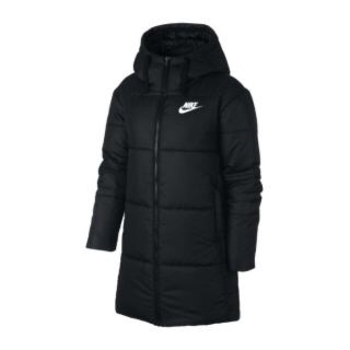 ナイキ(NIKE)の新品 NIKE リバーシブル ダウン ロングコート ビッグスウォッシュ 黒 M(ダウンコート)