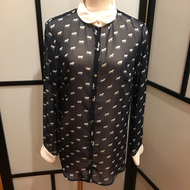 ZARA(ザラ)のお値下げしました！ZARA シースルー馬柄ブラウス レディースのトップス(シャツ/ブラウス(長袖/七分))の商品写真