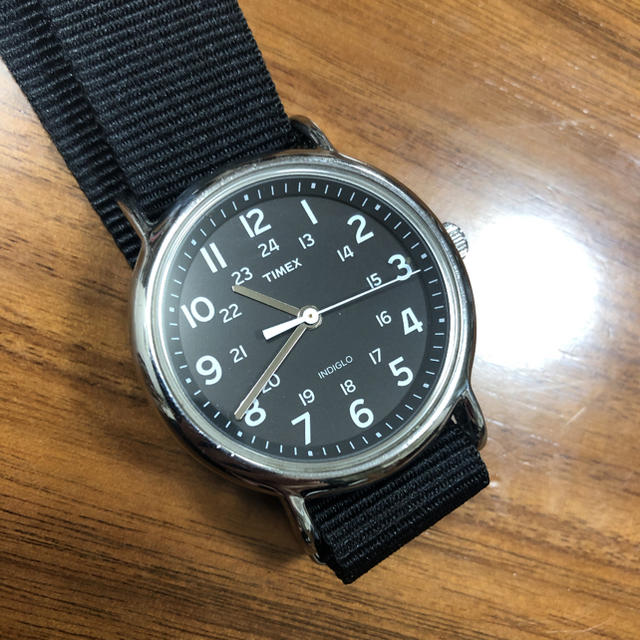 TIMEX - TIMEX 腕時計 indiglo 電池交換済 美品　バンド黒　白秒針の通販