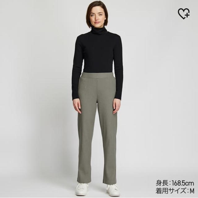 UNIQLO(ユニクロ)のワイドリブスリットストレートパンツ レディースのパンツ(カジュアルパンツ)の商品写真