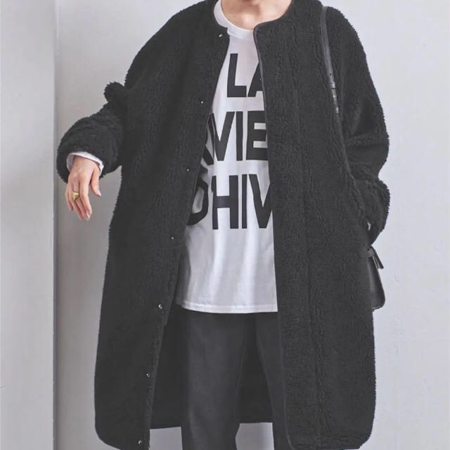 新品 ユナイテッドアローズ UWSC ボア ノーカラー ロングコート 38