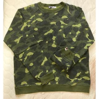 アベイシングエイプ(A BATHING APE)のBAPE 猿カモ柄スウェット　グリーン　L(スウェット)