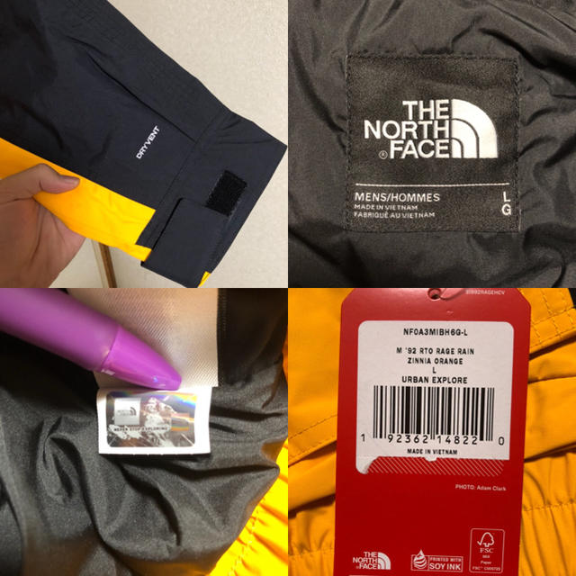 THE NORTH FACE(ザノースフェイス)の【新品】ザ ノースフェイス レイジ レイン ジャケット 19SS 黄×黒 L メンズのジャケット/アウター(マウンテンパーカー)の商品写真