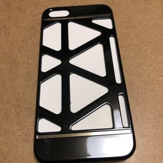 スマートフォンケース カバー iPhone5/5s用 格子柄 黒(iPhoneケース)