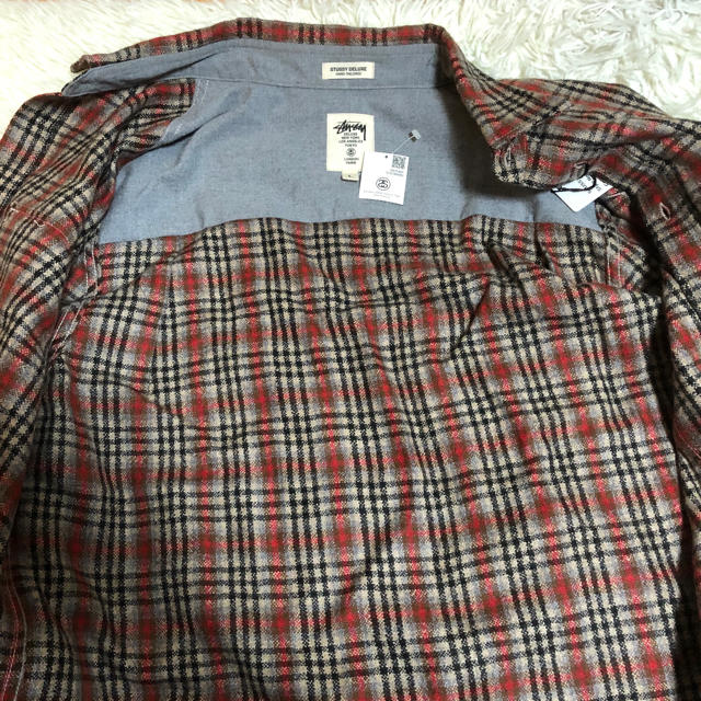 レッド STUSSY 総柄ウールシャツ チェック Lサイズの通販 by NEXT