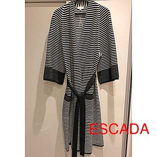 エスカーダ(ESCADA)の値下　新品　ESCADA  ニットコート　ガウンコート　ボーダー　コーディガン(ニットコート)