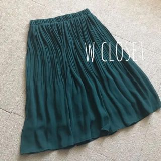 ダブルクローゼット(w closet)のw closet シフォン膝丈スカート グリーン(ひざ丈スカート)