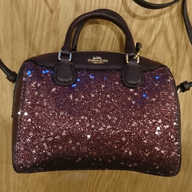 ショルダーバッグ新品未使用★COACH★ミニサッチェル★ハート柄グリッター