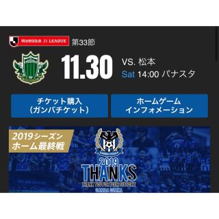 ゴール裏【年パス譲渡】ガンバ大阪 vs 松本山雅FC 11/30(サッカー)