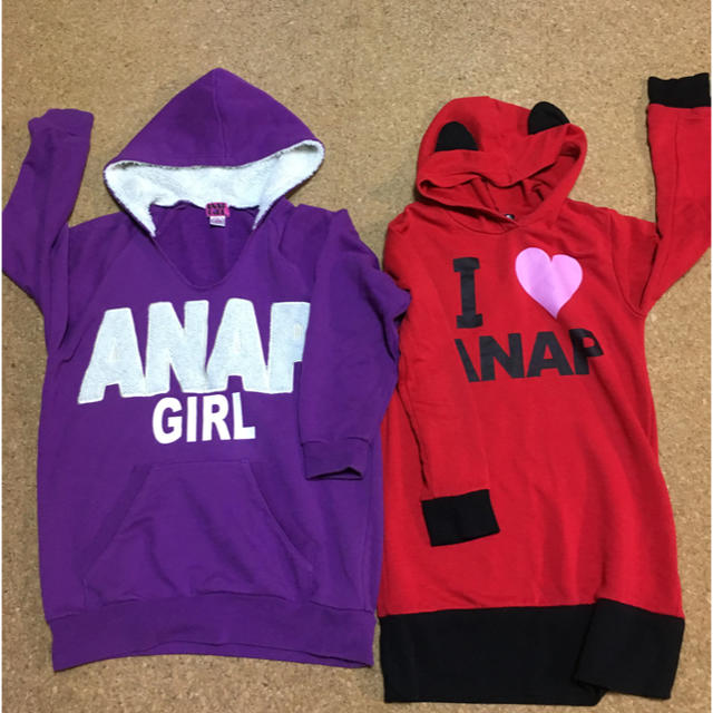 ANAP(アナップ)のANAP アナップ パーカー サイズXS 2枚組 キッズ/ベビー/マタニティのキッズ服女の子用(90cm~)(ジャケット/上着)の商品写真