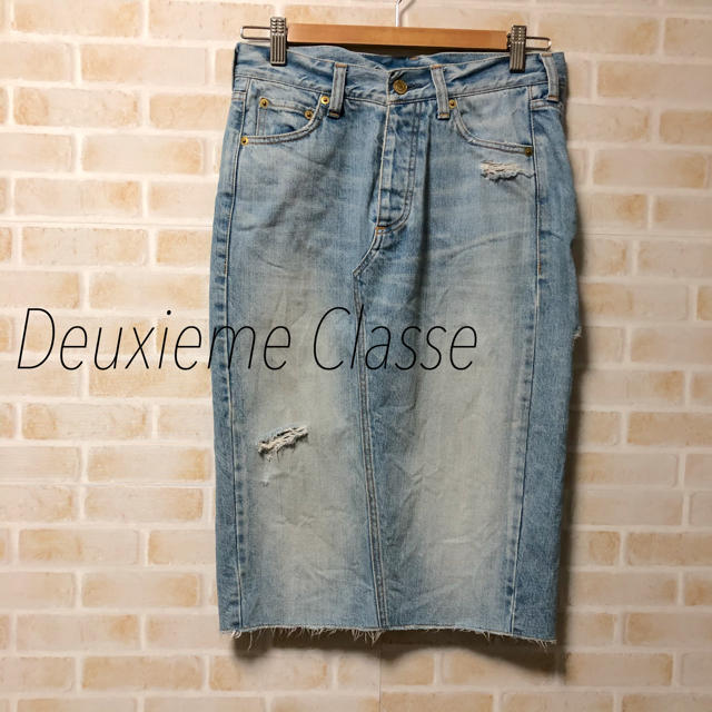 DEUXIEME CLASSE(ドゥーズィエムクラス)の【Deuxieme Classe】ダメージデニム　タイトスカート レディースのスカート(ひざ丈スカート)の商品写真