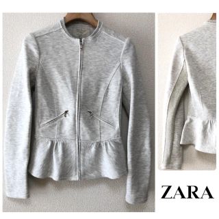 ザラ(ZARA)の【新品】ザラ　▷ ノーカラージャケット　スウェット　ペプラム　ジャケット(ノーカラージャケット)