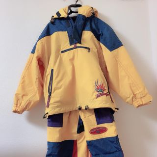 デサント(DESCENTE)の【送料込】デサント スノボウェア イエロー Sサイズ 上下セット(ウエア/装備)