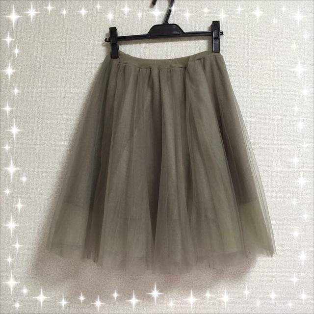FRAY I.D(フレイアイディー)のFRAY ID♡チュールスカート♡カーキ レディースのスカート(ひざ丈スカート)の商品写真
