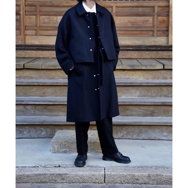 SUNSEA(サンシー)のYOKE 3WAY BAL COLLAR SHARE COAT"DARK NAV メンズのジャケット/アウター(ステンカラーコート)の商品写真