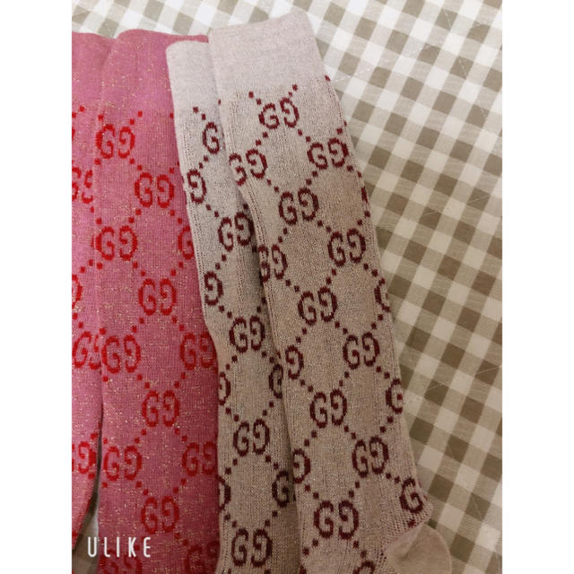 Gucci(グッチ)のGUCCI ピンク シルバー ハイソックス レディースのレッグウェア(ソックス)の商品写真