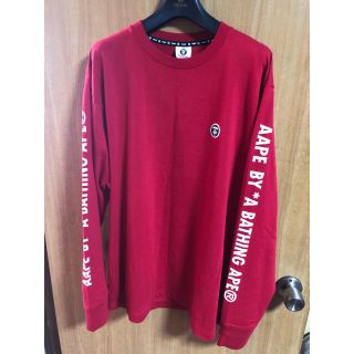 アベイシングエイプ(A BATHING APE)のAAPE BY A BATHING APE ロンT レッド　XL エイプ(Tシャツ/カットソー(七分/長袖))