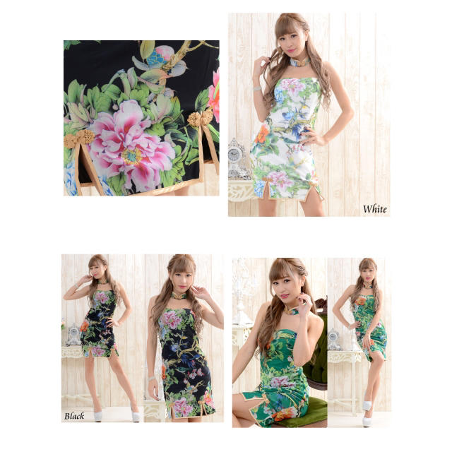 フラワーパワーネットミニチャイナドレス 衣装 コスプレ キャバドレス レディースのフォーマル/ドレス(ナイトドレス)の商品写真