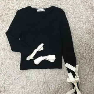 ザラ(ZARA)のザラ　リボン付きリブニット　バースデーバッシュ(カットソー(長袖/七分))