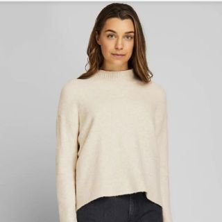 ユニクロ(UNIQLO)のスフレヤーンモックネックセーター L(ニット/セーター)