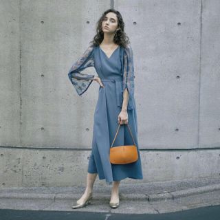 アメリヴィンテージ(Ameri VINTAGE)のAmeri vintage LACE SLEEVE REFINED DRESS(ロングドレス)