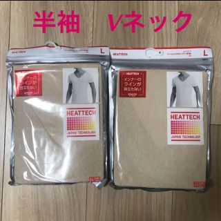 ユニクロ(UNIQLO)の新品２枚☆ L ヒートテック　Vネック(Tシャツ/カットソー(半袖/袖なし))