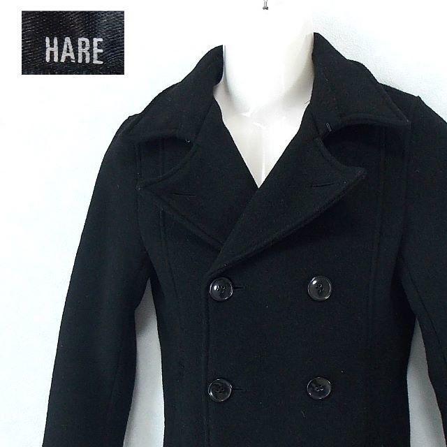 【HARE】 美品 ハレ ブラックピーコート Pコート 毛80% サイズS
