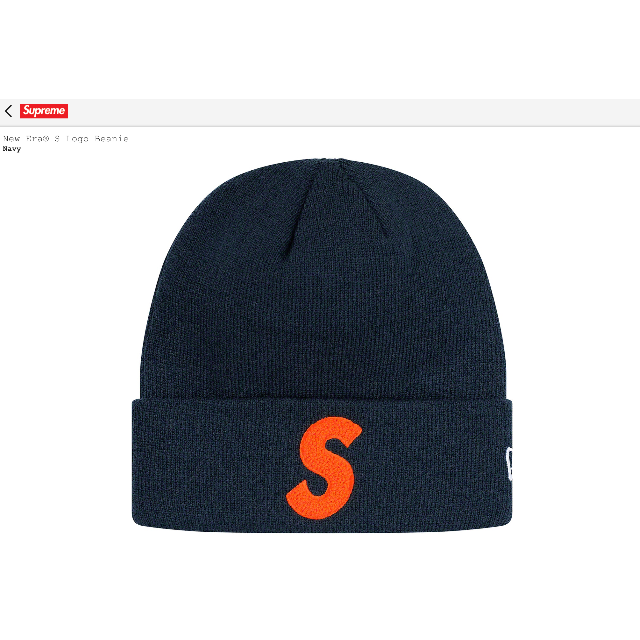 Supreme☆ニット帽 ネイビー New Era S Logo Beanie