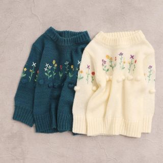 サニーランドスケープ(SunnyLandscape)のalc お花刺繍ニット 80-90(Tシャツ/カットソー)