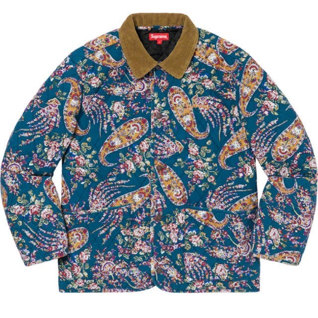 supreme quilted paisley jacket navy L