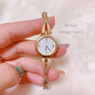 セイコー(SEIKO)の【SEIKO】8角形 ゴールド ヴィンテージ 腕時計 稼働品 vintage(腕時計)