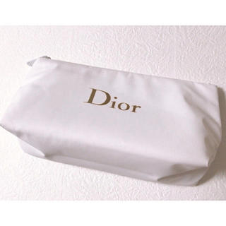 ディオール(Dior)のディオール  ゴールド ロゴ入り コスメポーチ ホワイト(ポーチ)