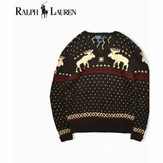 ポロラルフローレン(POLO RALPH LAUREN)のPolo RalphLauren コットンリネン ノルディック柄 ニット L(ニット/セーター)