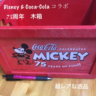 ディズニー(Disney)のディズニー、 ミッキーマウス&コカコーラ 75year's of FUN の木箱(小物入れ)