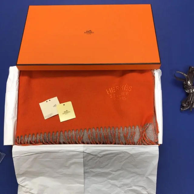 格安即決 Hermes カシミアストール・ダブルフェイスマフラー エルメス