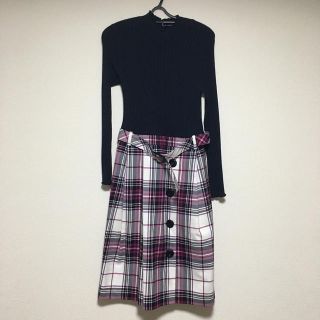 バーバリーブルーレーベル(BURBERRY BLUE LABEL)のブルーレーベルクレストブリッジ　　ドッキングワンピース　38 Ｍサイズ(ロングワンピース/マキシワンピース)