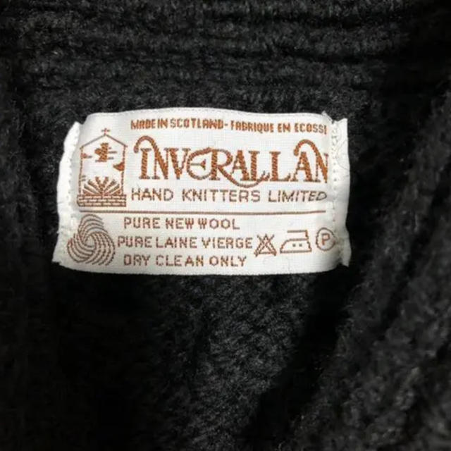 INVERALLAN(インバーアラン)の世界最高峰 ハンドニット インバーアラン ショールカラー カーディガン 黒 メンズのトップス(カーディガン)の商品写真