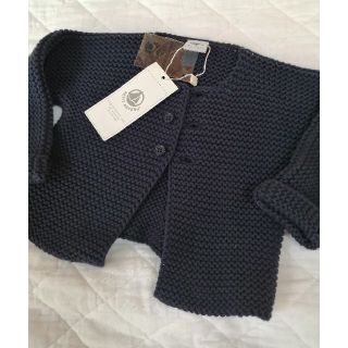 プチバトー(PETIT BATEAU)の【新品タグ付き】プチバトー　ガーター編みニットカーディガン

 6m(カーディガン/ボレロ)