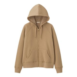 ジーユー(GU)のgu☆完売☆裏ボアスウェットパーカ☆ベージュ☆新品☆ Lサイズ(パーカー)