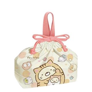 【新品未使用】すみっコぐらし ぽかぽかねこびより お弁当箱巾着 お弁当箱袋(キャラクターグッズ)