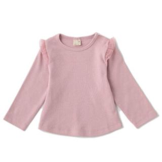 プティマイン(petit main)のpetit main 肩チュール付きＴシャツ【ベビー服　子供服　女の子】(Ｔシャツ)