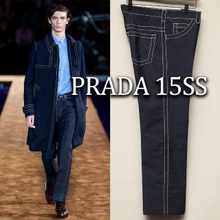 プラダ(PRADA)のPRADA 2015SS ネイビーモヘア スラックス 0番ステッチ(スラックス)