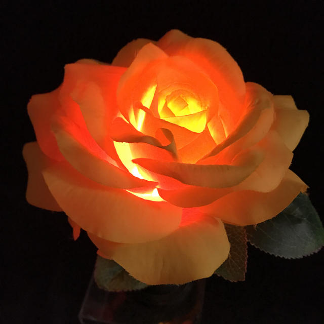 バラ 薔薇 大輪 ローズ アンティーク調ライト 間接照明 ランプ フラワーライト ハンドメイドのフラワー/ガーデン(その他)の商品写真
